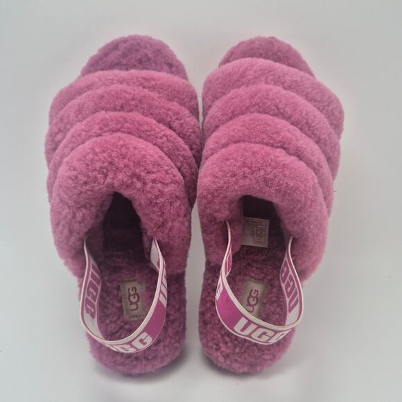 UGG "Fluff Yeah" Fuchsia Pink Womens Slides/Slippers Size 9 - Picture 5 of 12
